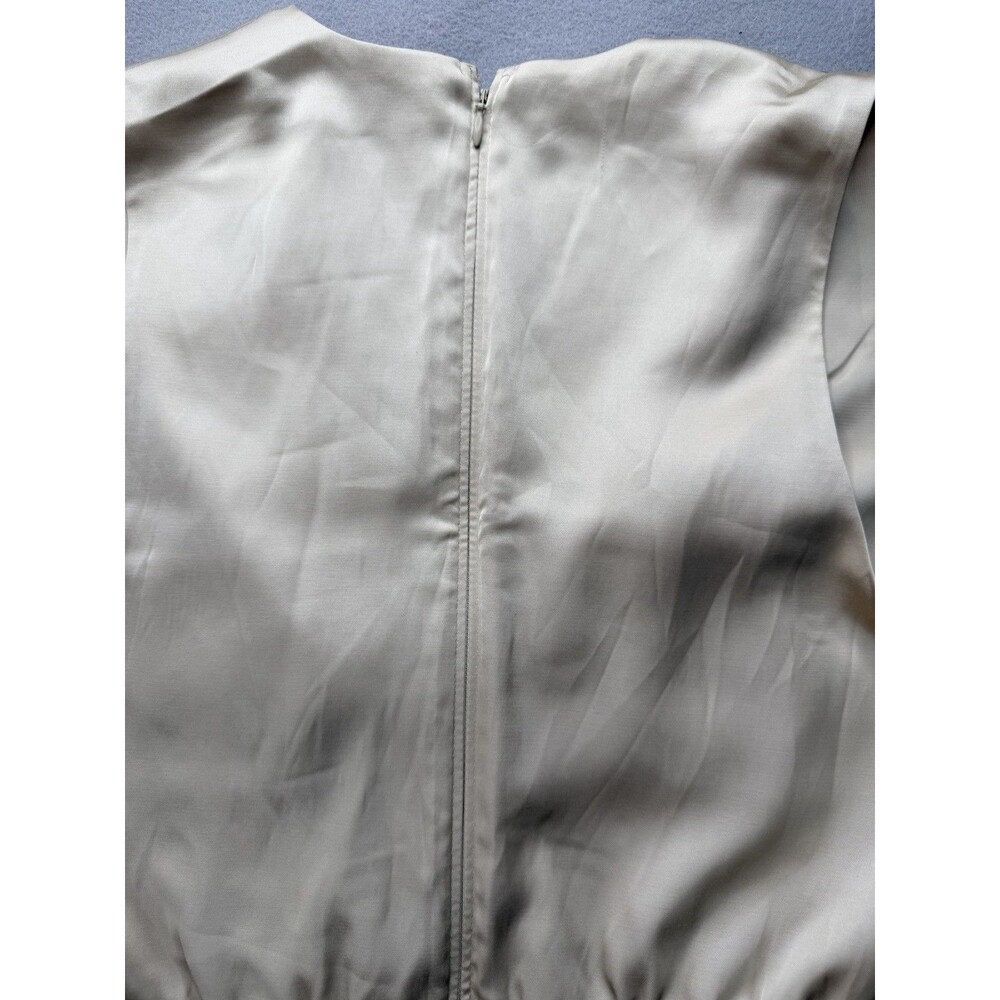 Abercrombie AF satin mini dress deep V-neck pleat champagne wedding. Party MP - Picture 13 of 16